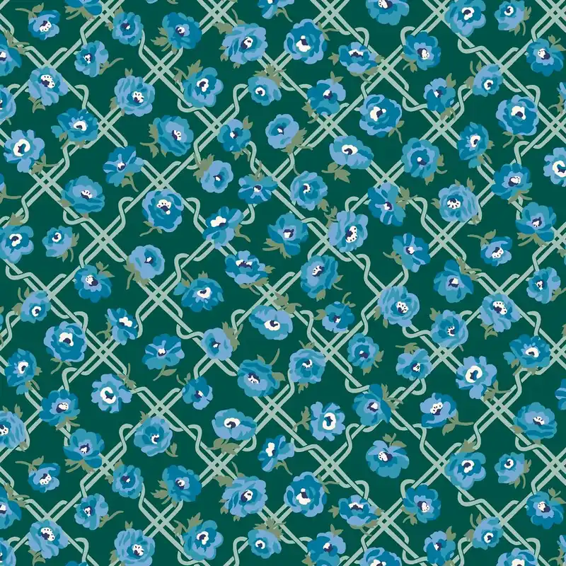 Liberty London Quilting Cotton Flora Nostalgia Rosemary Blooms Green Letzte Chance