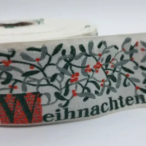 Weihnachts-Webband creme/grün/orange Geprüft