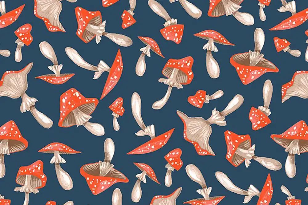 Rabatt Frosty Forage Rae Ritchie Dear Stella Fabric Tossed Mushrooms Quartz
