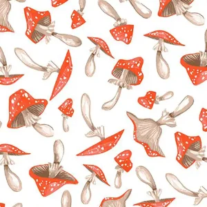 Frosty Forage Rae Ritchie Dear Stella Fabric Tossed Mushrooms white Markenware