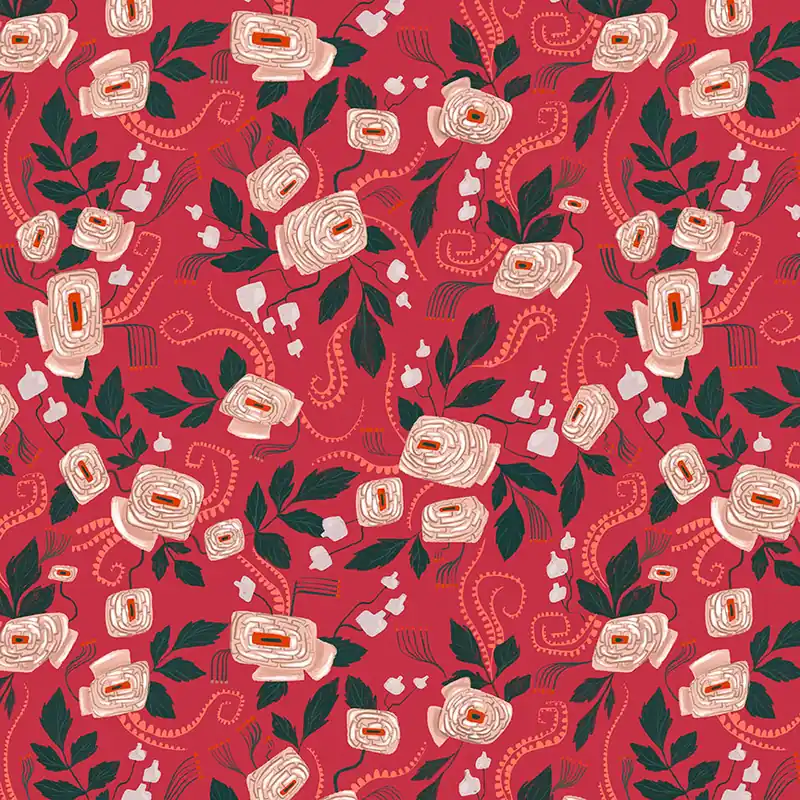 Dear Stella Fabrics Rae Ritchie Santawood Santa Floral Kostenloser Versand