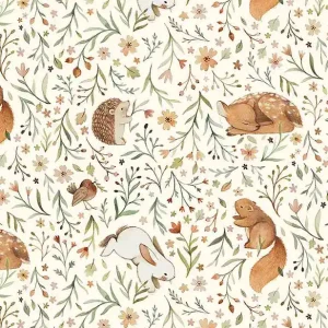 Dear Stella Fabrics Little Forest Nina Stajner Animal Floral Mengenrabatt