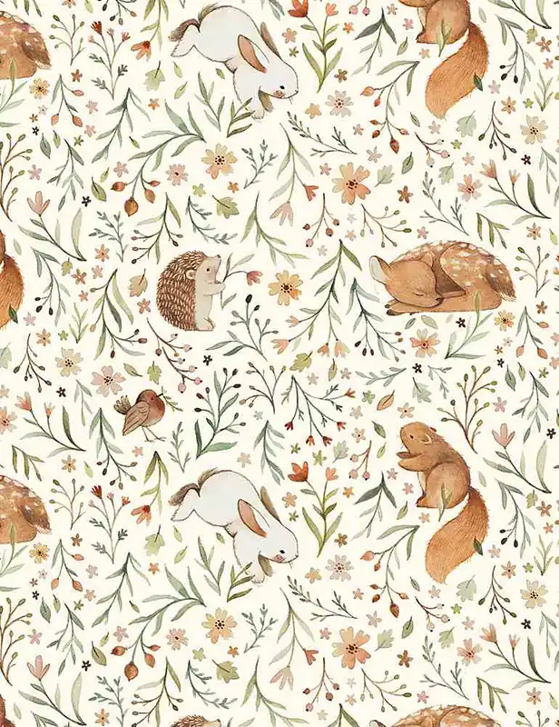Dear Stella Fabrics Little Forest Nina Stajner Animal Floral Mengenrabatt