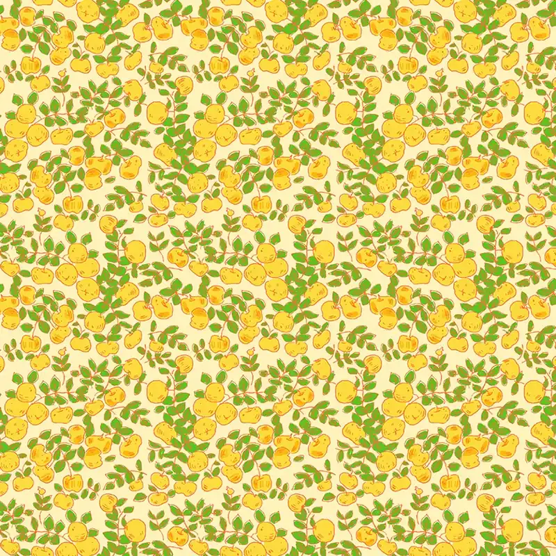 Heather Ross Forestburgh Apples yellow Preis Gesenkt