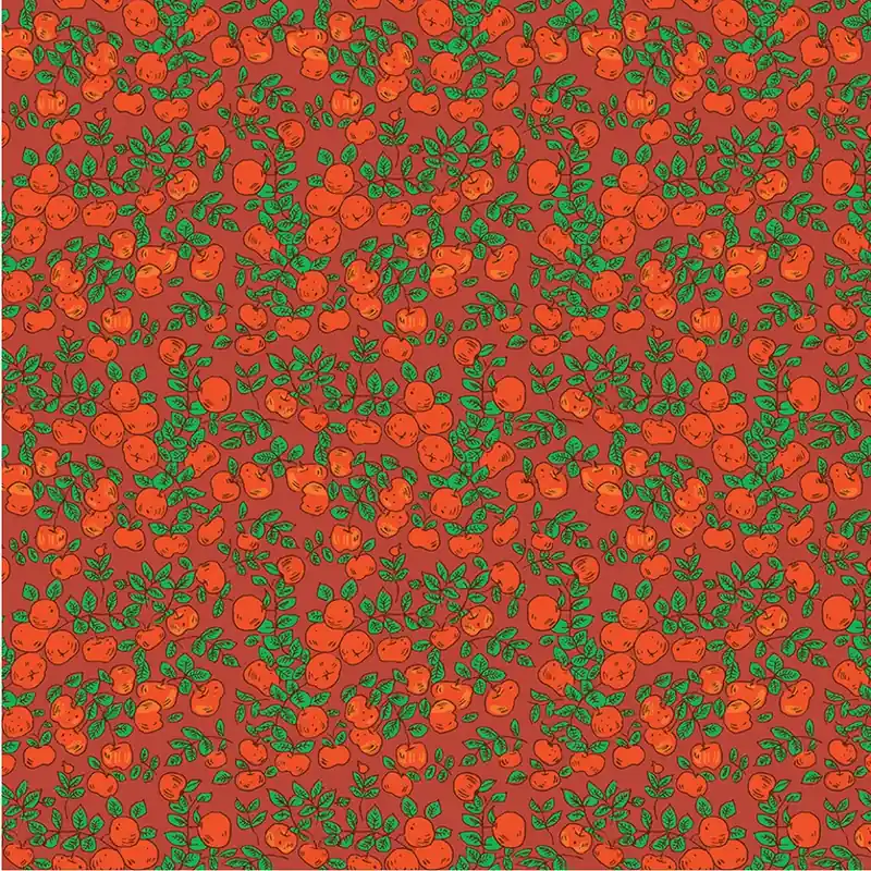 Heather Ross Forestburgh Apples warm red Kostenloser Versand