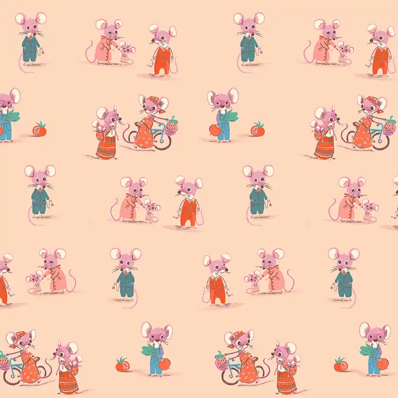 Markenware Heather Ross Country Mouse Peach