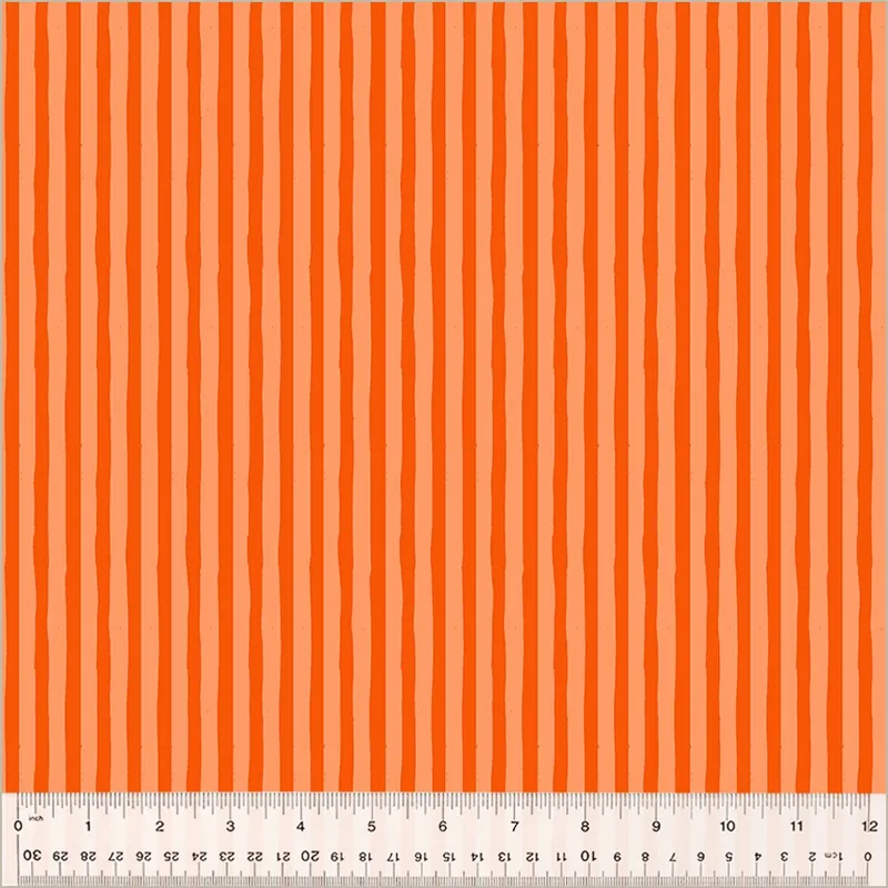 Heather Ross Ruby and Bee Blenders Drawn Stripes Peachy/Delphinium Zertifiziert