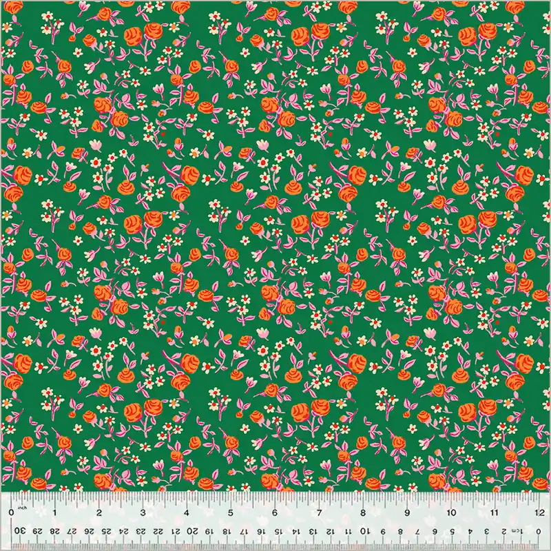 Neu Im Sortiment Heather Ross By Hand Mousy Floral Emerald