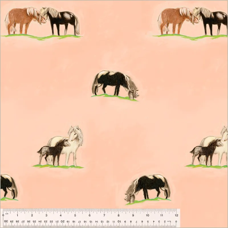 Sonderaktion Heather Ross By Hand Ponies Peach