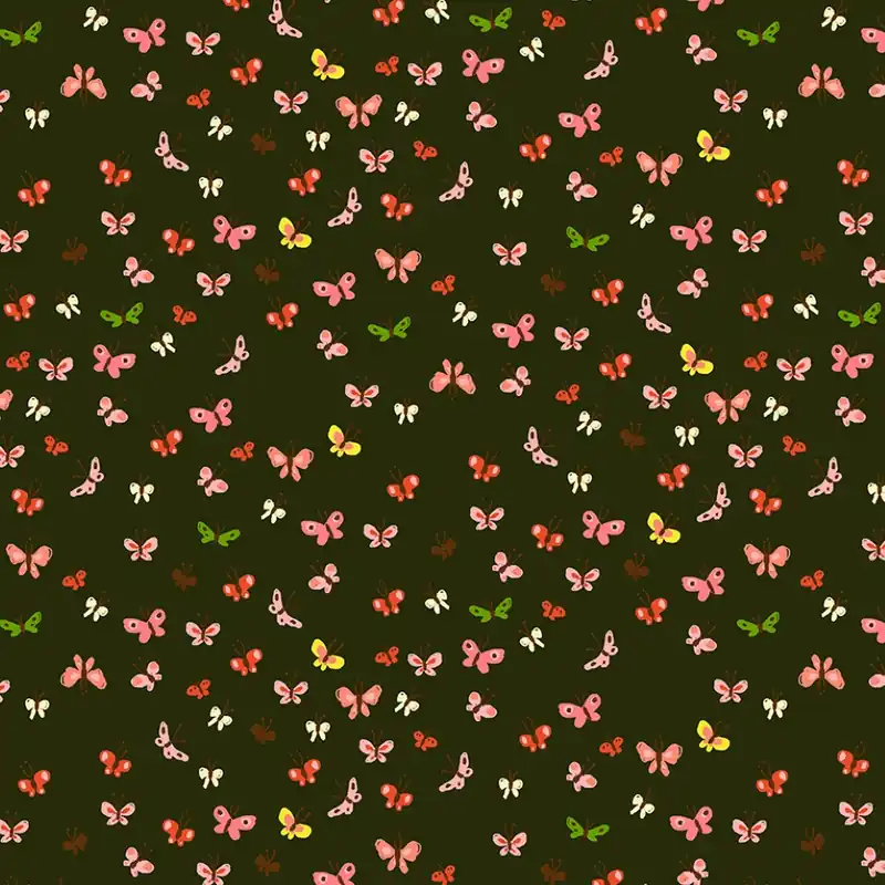 Heather Ross Studio Edit Butterflies Mud Weltweiter Versand