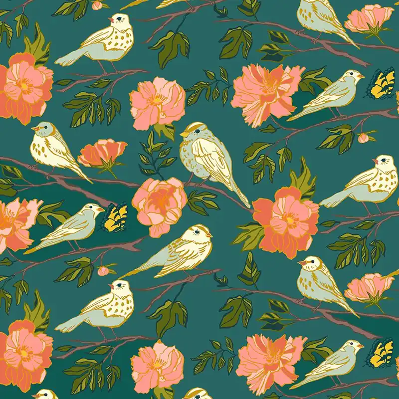 Monaluna Jennifer Moore Lush Life Birds of a Feather Teal Geld-Zurück-Garantie