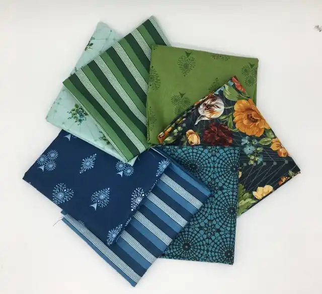 Preisreduziert Fat Quarter Set Nonna by Giucy Giuce blue and green