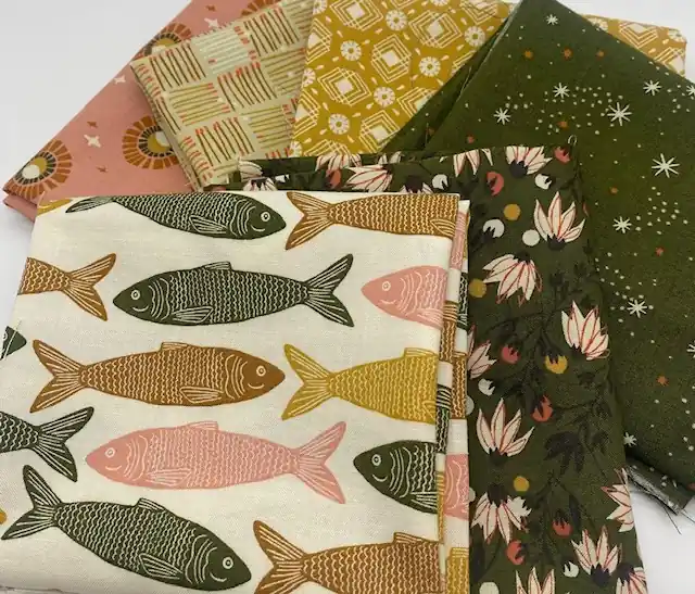 Kostenfreie Lieferung Fat Quarter Set Riverbank mustard