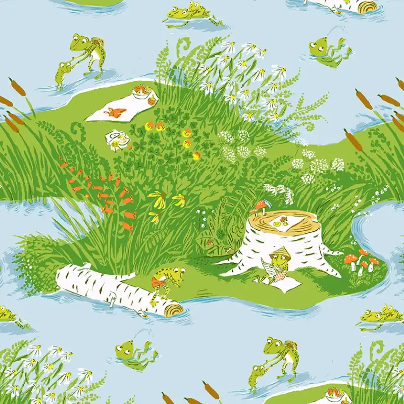 Geprüft Heather Ross Studio Edit Frog Pond Blue