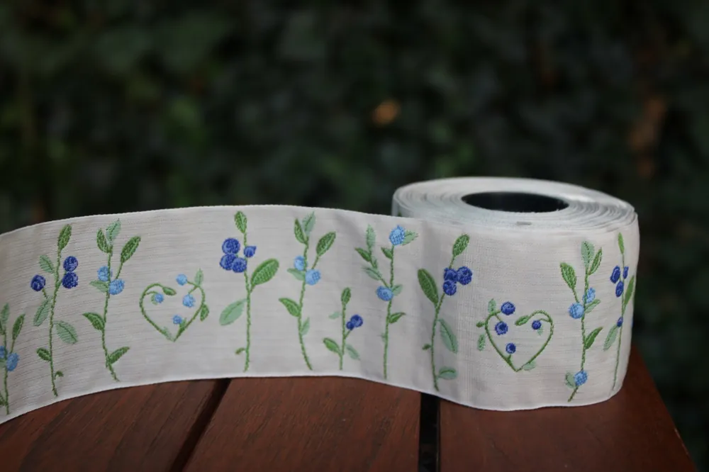 Webband Blätterranke blau Kostenloser Versand