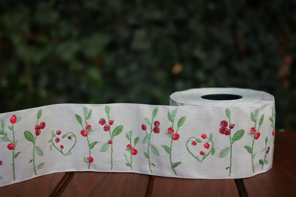 Webband Blätterranke rot Neu