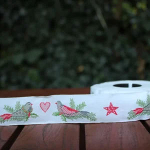 Heißes Angebot Webband Vogel im Tannenzweig