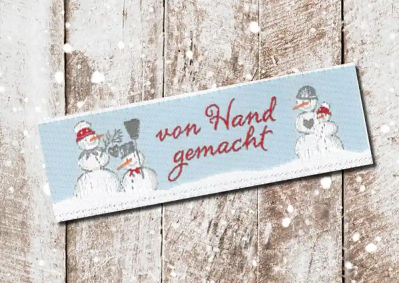 Aktuell Webetikett Von Hand gemacht Schneemänner