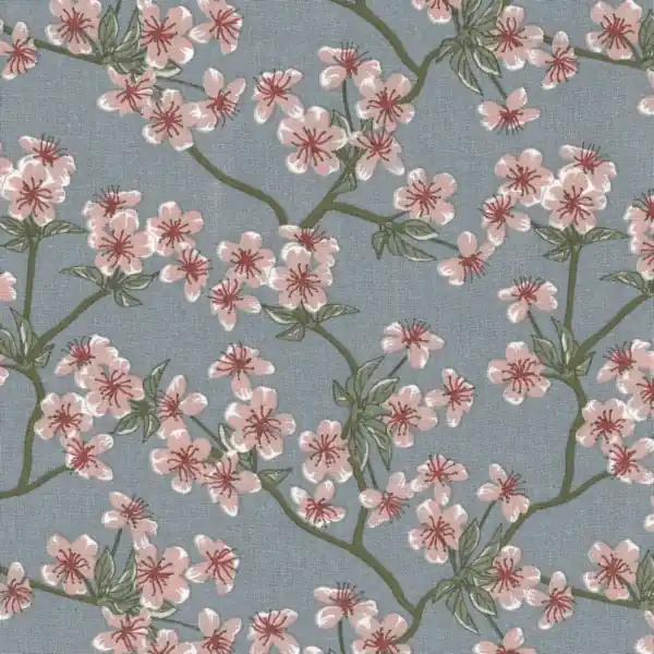 Geprüft Wachstuch Oilcloth Amalie Dusty Blue/Old Rose