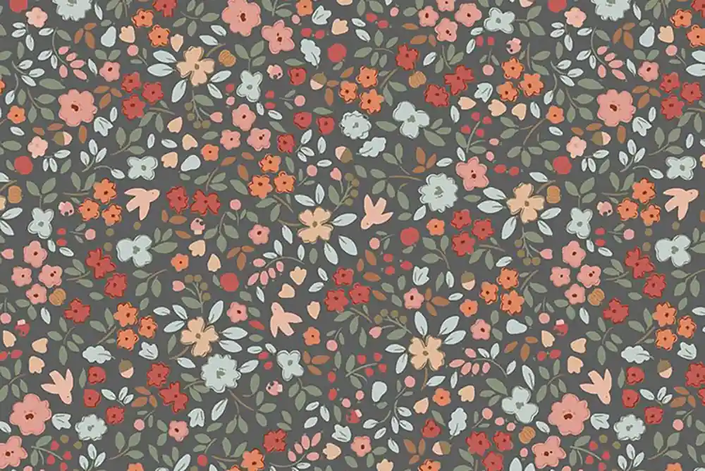 Reststück Dear Stella Deck the Halls Holiday Floral pewter Neu Im Sortiment