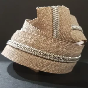 Reißverschluss metallisiert hellbraun/silber breite Raupe Mengenrabatt