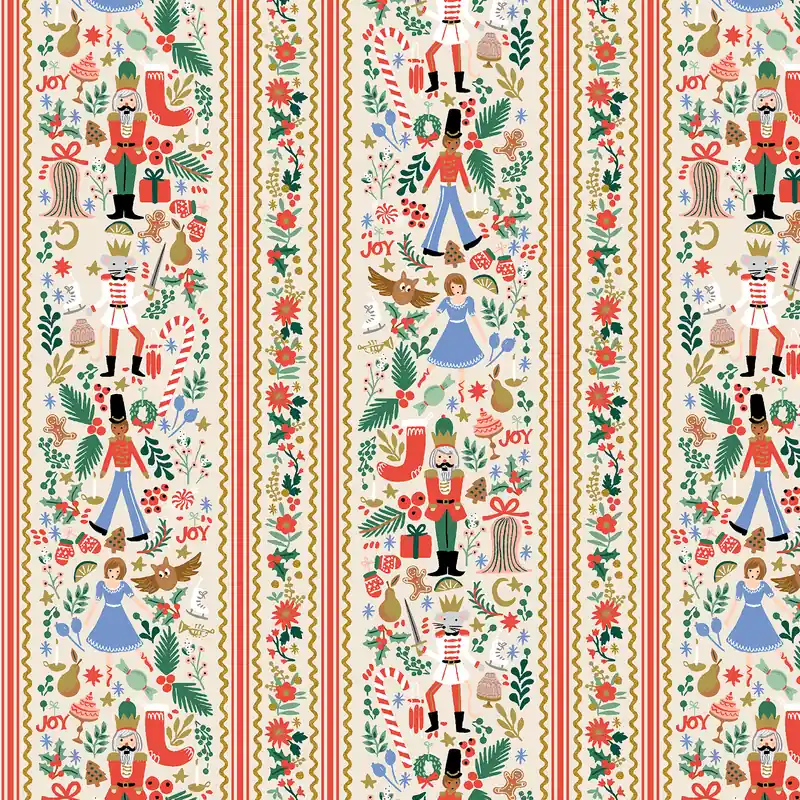 Mega-Angebot Reststück Rifle Paper Holiday Classics Holiday Holly Jolly Nutcracker Cream Evergreen and Metallic G