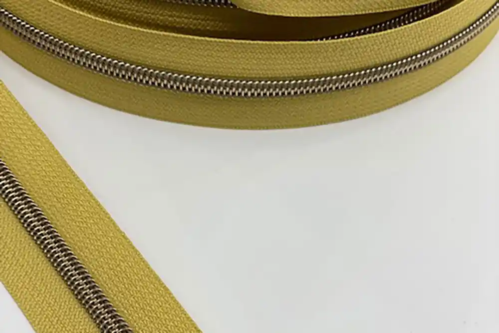 Reißverschluss metallisiert breite Raupe quitte/messing-antik Geld-Zurück-Garantie