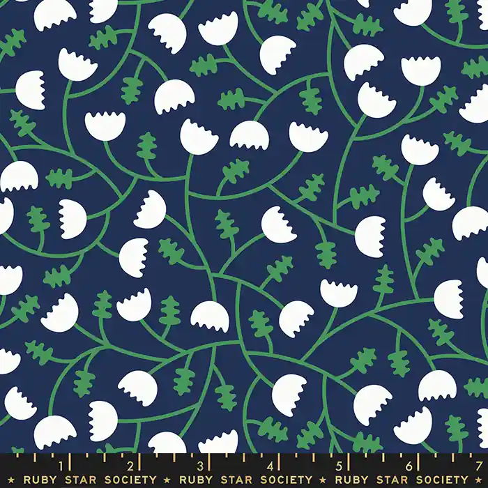 Reststück Ruby Star Society Tomato Tomahto Kimberly Kight Flower Vines Navy Rabatt