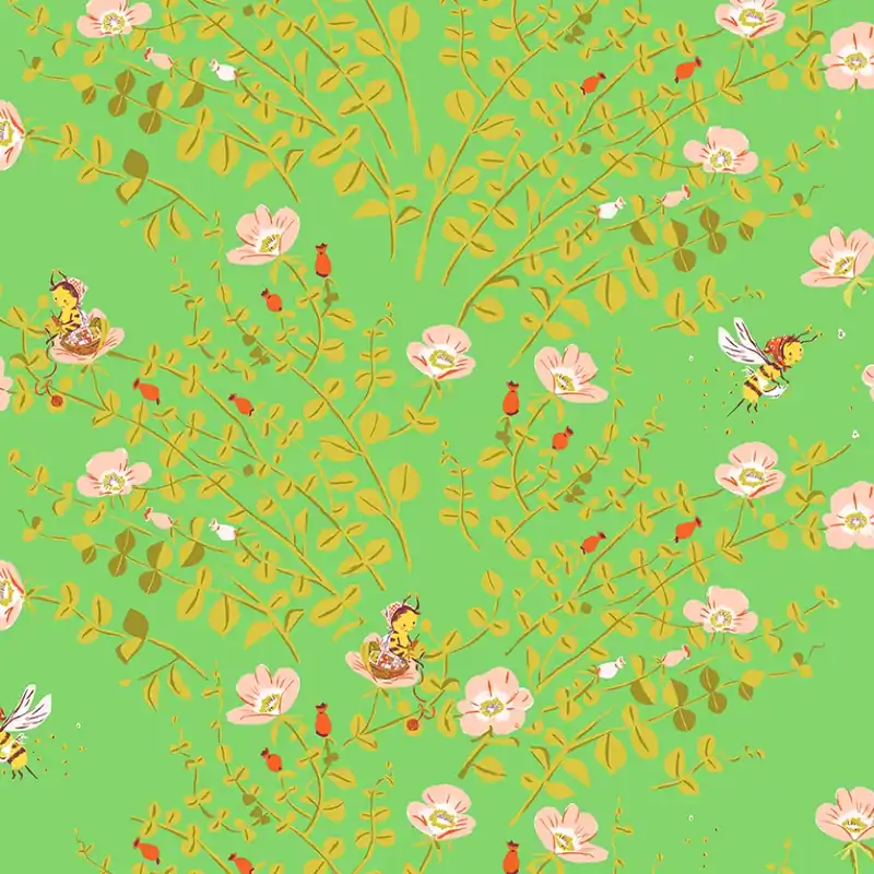 Reststück Heather Ross Studio Edit Nanny Bee Green Top-Preis