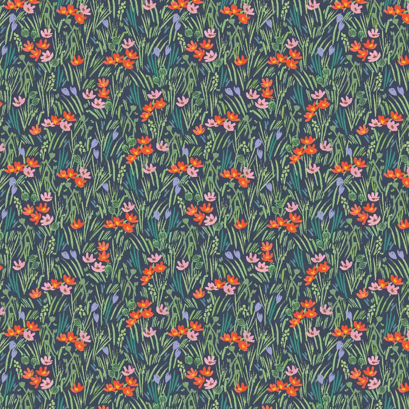 Cotton and Steel RIfle Paper Bramble Iris Navy Markenware