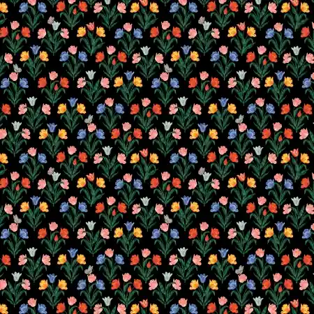 Cotton and Steel Rifle Paper Curio Tulips black Online Kaufen