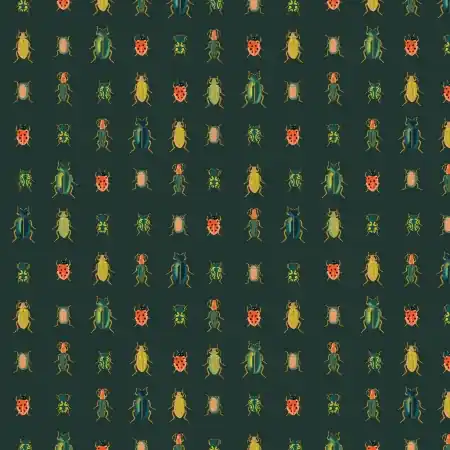 Cotton and Steel Rifle Paper Curio Beetles and Bugs hunter metallic Abverkauf