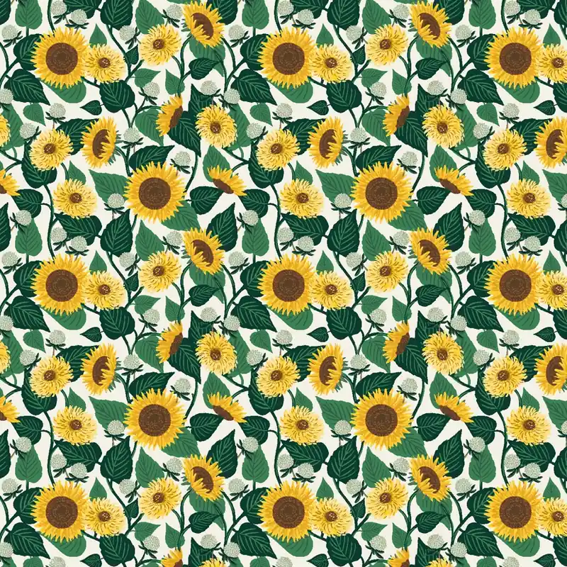 Premium Cotton and Steel Rifle Paper Curio Sunflower Fields Cream