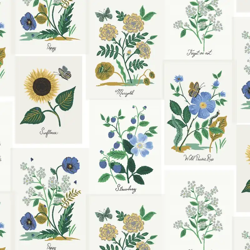 Top-Angebot Cotton and Steel Rifle Paper Curio Botanical Print Blue Multi