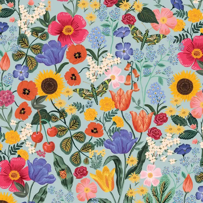 Cotton and Steel Rifle Paper Curio Digital Print Blossom light blue Gleich Bestellen