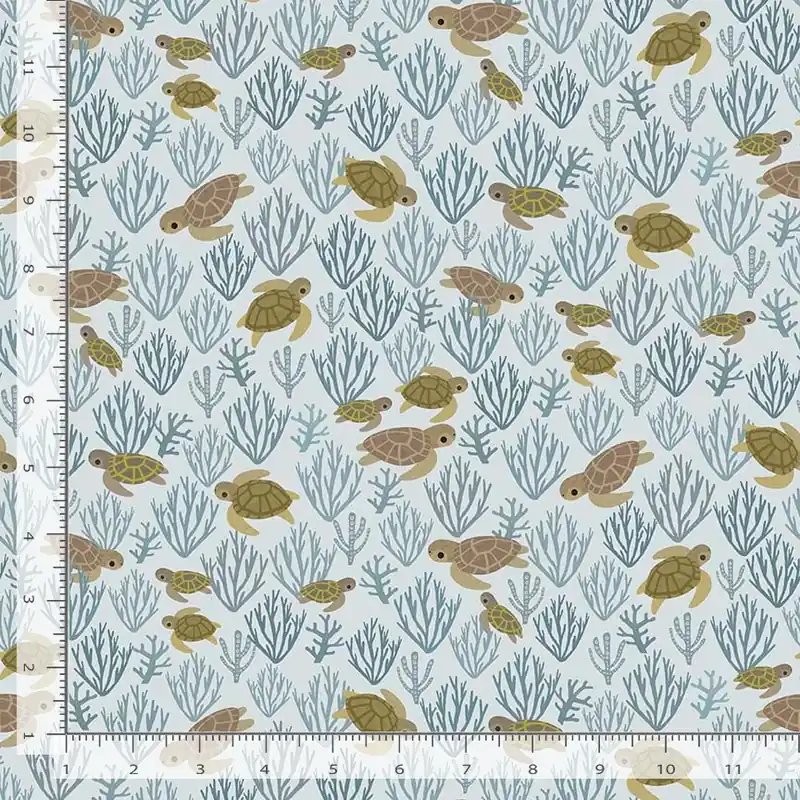 Dear Stella Fabrics Paint Love Studio Beyond the Sea Turtely Cool Aqua Bestseller