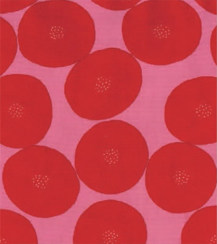 Hochwertig Kokka Canvas Oragnic Muddy works pink/red