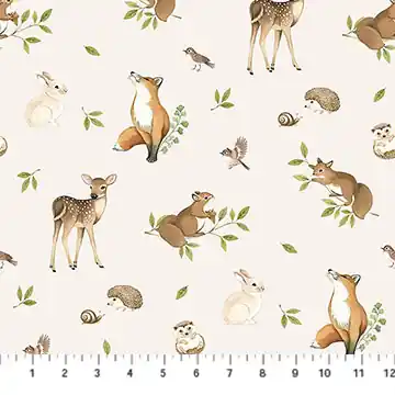 Northcott Woodland Hearts Animals cream multi Ausverkauf