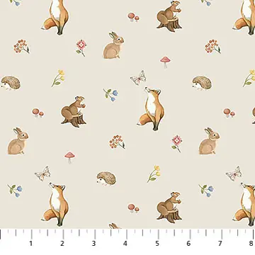 Northcott Woodland Hearts Mini Animals beige multi Premium