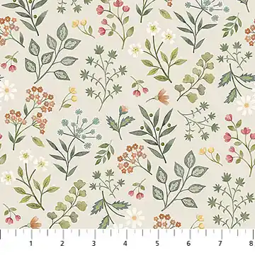Saisonangebot Northcott Woodland Hearts Floral beige multi