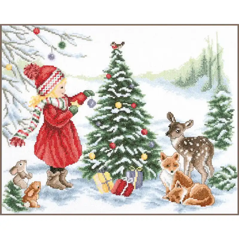 Solange Der Vorrat Reicht Vervaco Kreuzstich Stickpackung „Dekorieren für Weihnachten, Zählstoff“, Zählmuster, 37x29cm