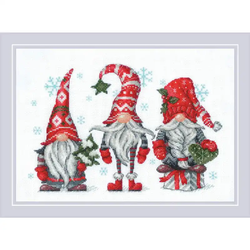 Riolis Kreuzstich Stickpackung „Zwerge“, Zählmuster, 30x21cm Preisreduziert