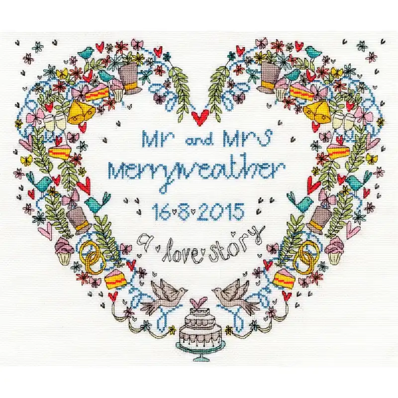 Bothy Threads Kreuzstich-Set „Hochzeitsherz“, 34x30cm, XWS10, Zählmuster Nur Heute