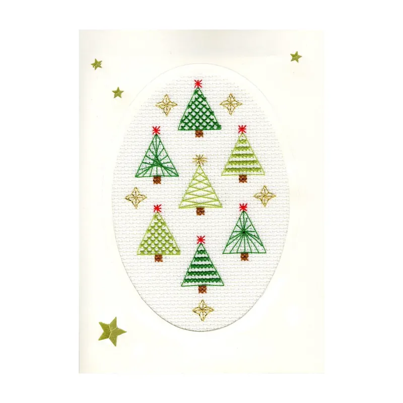 Bothy Threads Grußkarte Kreuzstich-Set „Weihnachtswald“, 9x13cm, XMAS23, Zählmuster Limited Edition