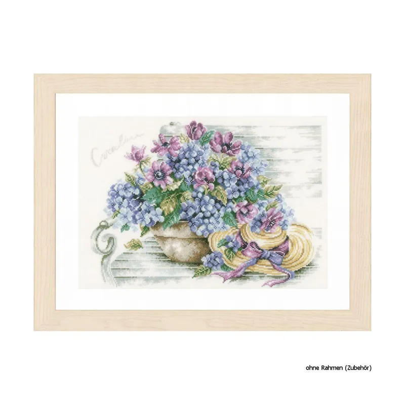 Versand Am Gleichen Tag Lanarte Kreuzstichset „Hortensien/Bank Zählstoff“, Zählmuster