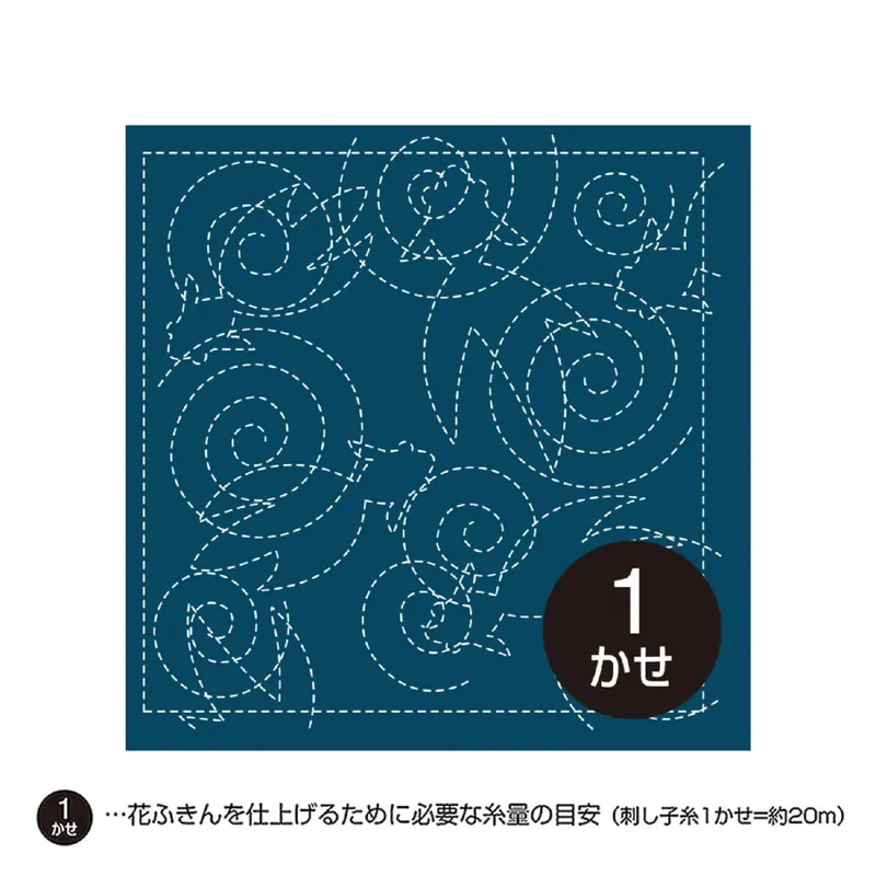 Großhandel Olympus Sashiko Sampler (nur Stoff) „Hana Fukin (Navy) Goldfisch“, Stoff bedruckt, 31x31cm, Original aus Japan