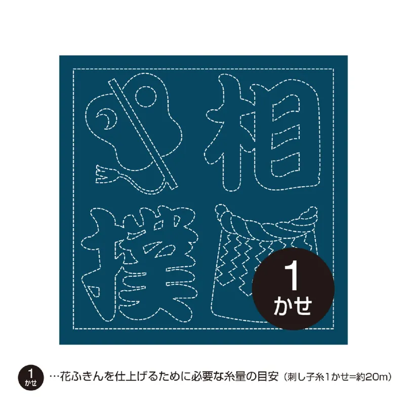 Direkt Vom Hersteller Olympus Sashiko Sampler (nur Stoff) „Hana Fukin (Navy) Sumo“, Stoff bedruckt, 33x33cm, Original aus Japan