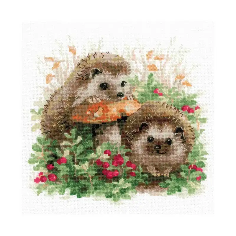 Günstig Riolis Kreuzstich Set „Igel in Lingonberries“ 25x25cm, Zählmuster