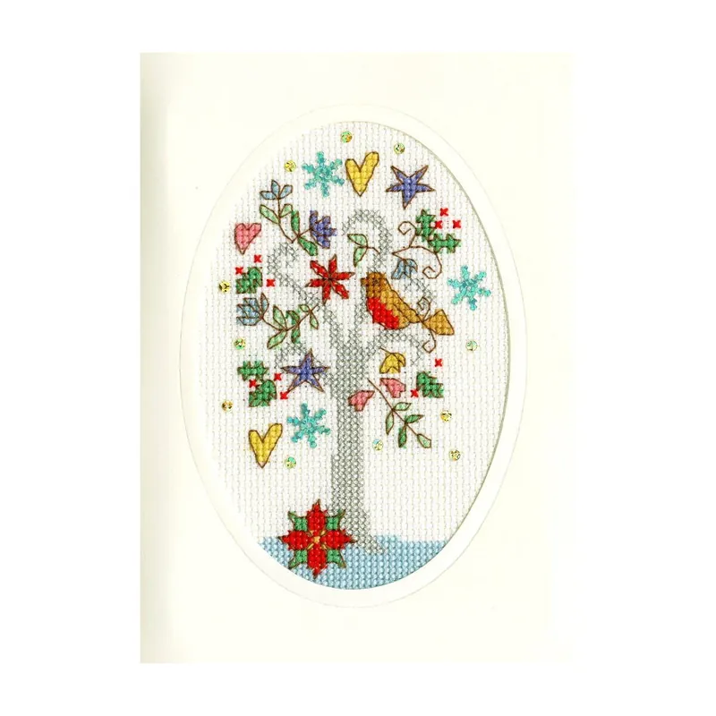 Bothy Threads Grußkarte Kreuzstich-Set „Winterwünsche“, 9x13cm, XMAS22, Zählmuster Weltweiter Versand