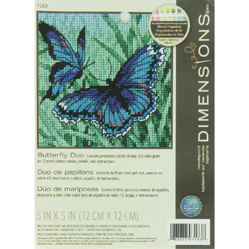 Heute Kaufen Dimensions Gobelin Stickpackung „Schmetterlings-Duo“, Stickbild gedruckt, 12,7×12,7cm